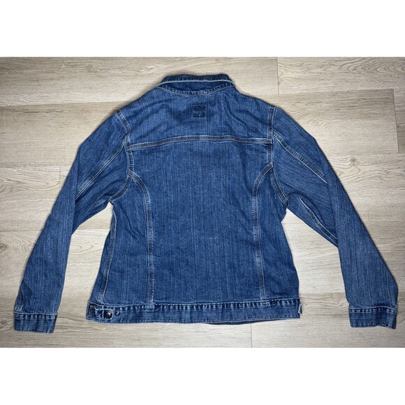 Carhartt For Women Denim Trucker Jacket Stretch Blue Snap Front Dark Wash XL - Picture 6 of 6